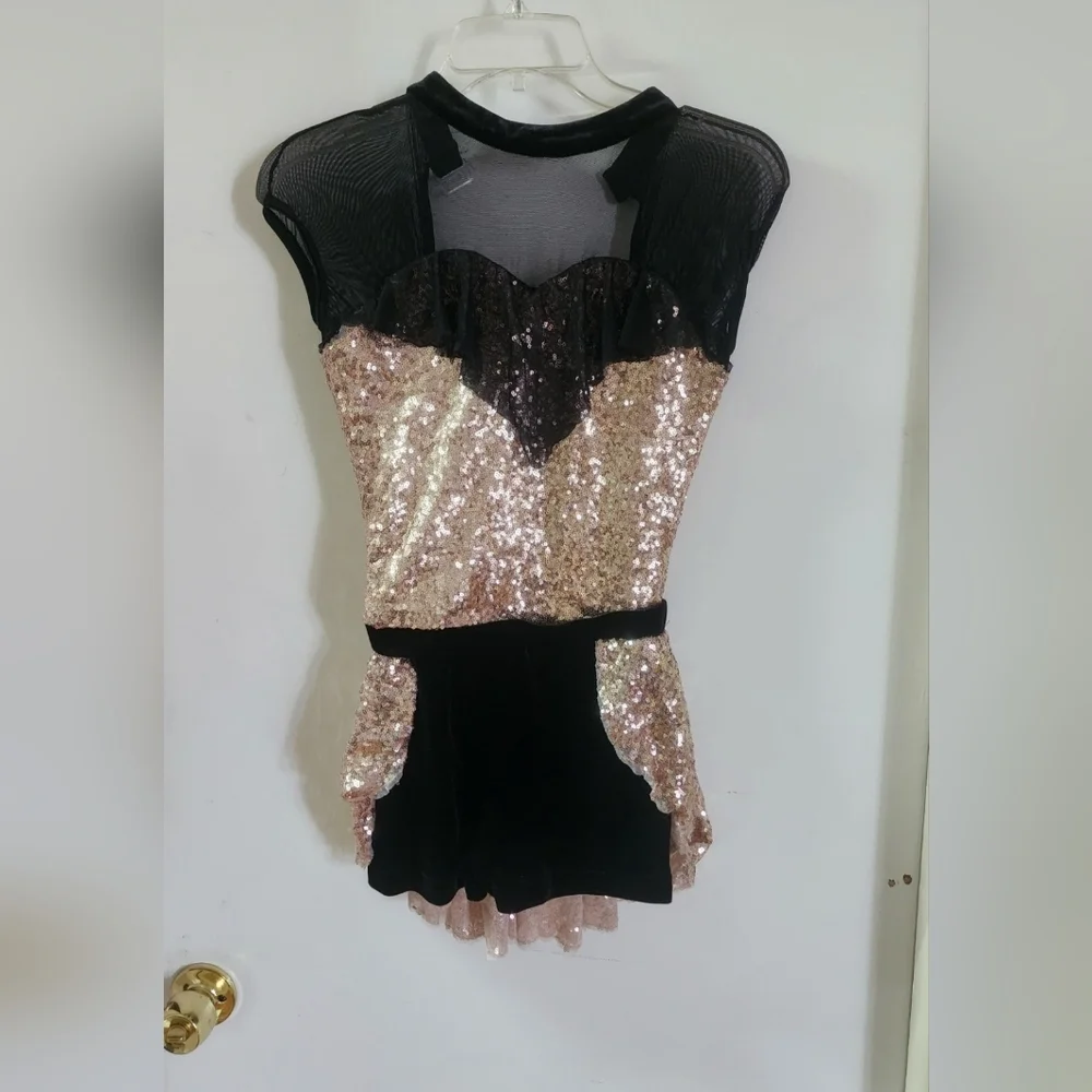 Revolution,dance custum, spandex, and stretch black velvet and lush sequence